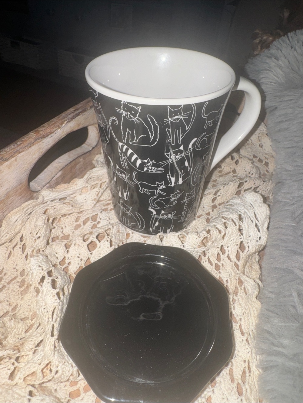 Signature Black Cat Ceramic Mug with White Interior